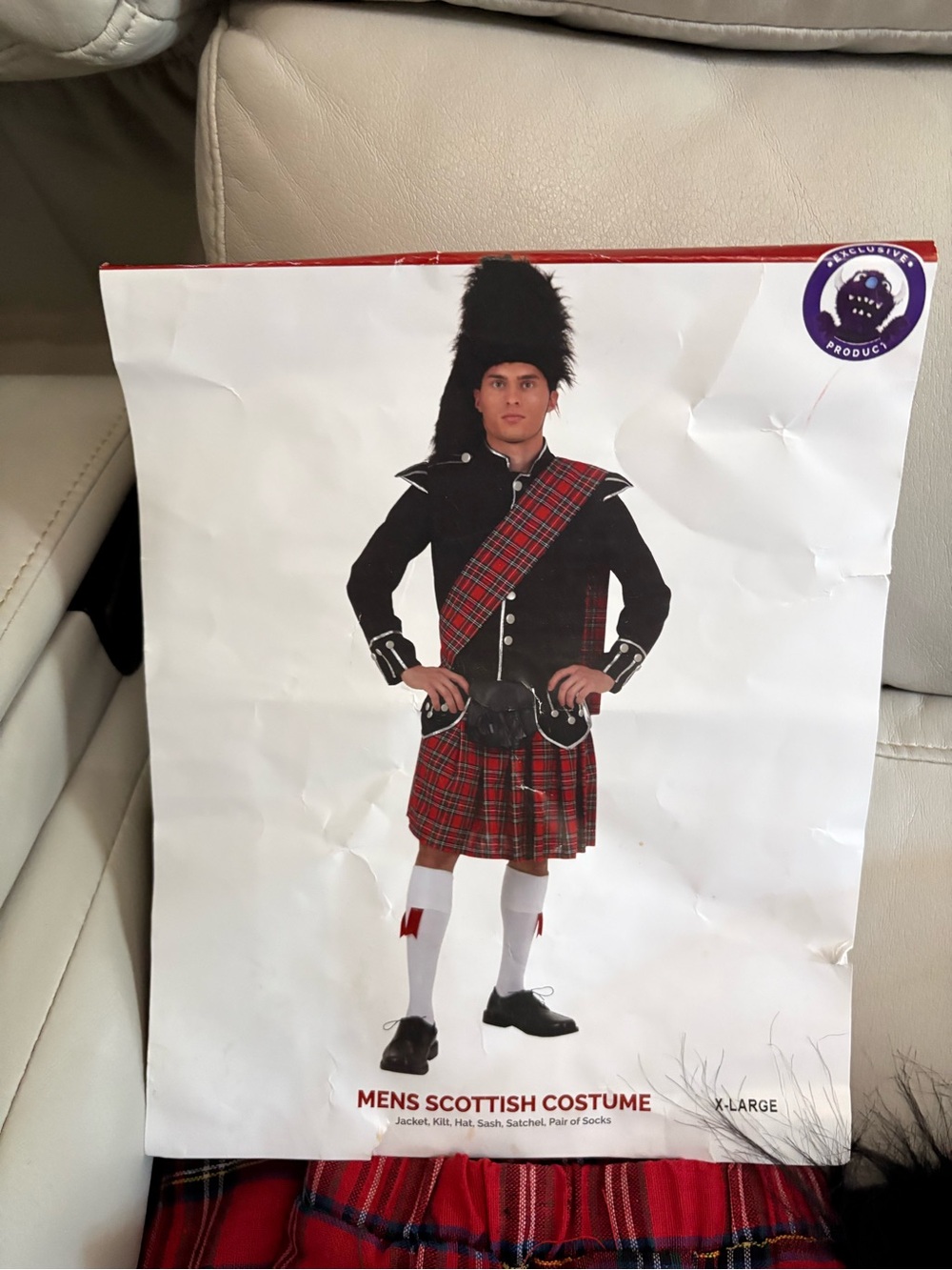 Scottish Red Tartan Costume with Black Jacket